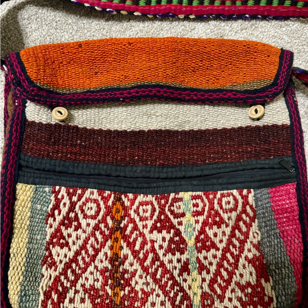 VINTAGE 1990’s Handwoven Tribal Crossbody / Messenger Bag